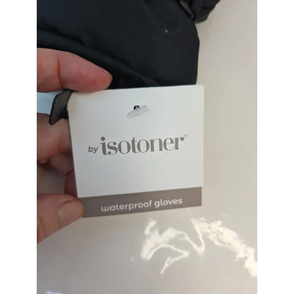 NWT Isotoner Waterproof & Breathable Black Gloves Adj Wrist KIDS Sz S/M Or L/XL